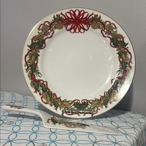 Elegant Holiday Plate and Server Set made in Japan